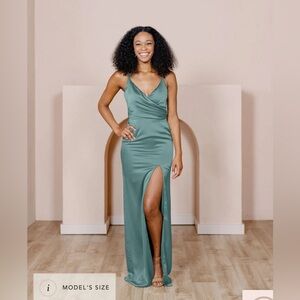 Revelry Rava Satin Dress in Rosemary